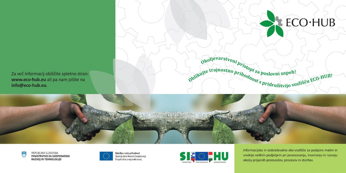 Zunanja stran predstavitvene zgibanke projekta ECO-HUB