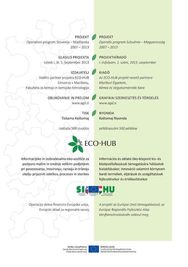 Zadnja stran predstavitvene brošure projekta ECO-HUB