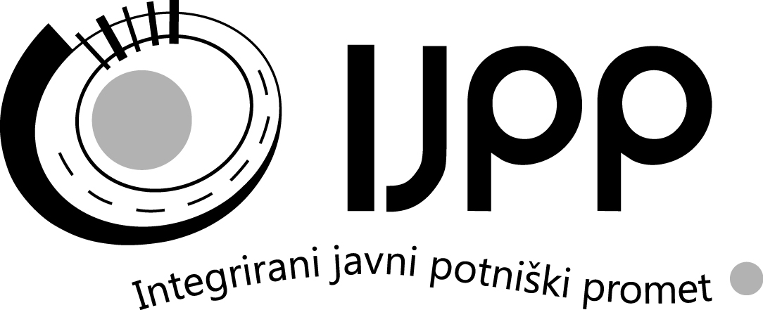Črno-beli logotip IJPP – Integrirani javni potniški promet